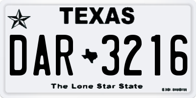 TX license plate DAR3216
