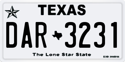 TX license plate DAR3231