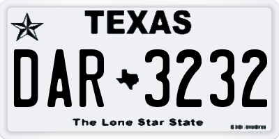 TX license plate DAR3232