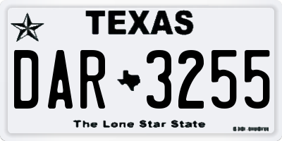 TX license plate DAR3255