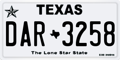 TX license plate DAR3258