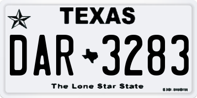 TX license plate DAR3283