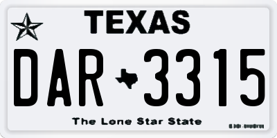 TX license plate DAR3315