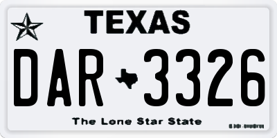 TX license plate DAR3326