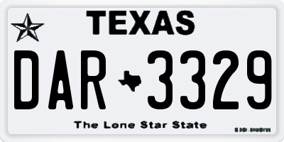 TX license plate DAR3329
