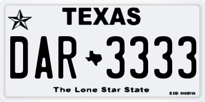 TX license plate DAR3333