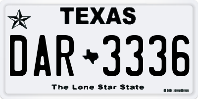 TX license plate DAR3336