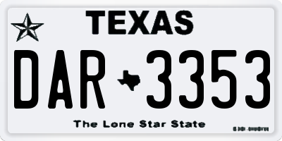 TX license plate DAR3353