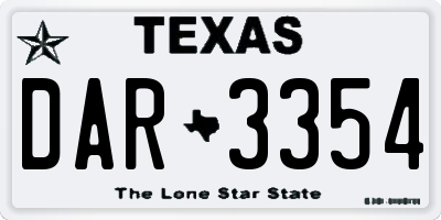 TX license plate DAR3354