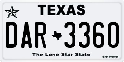 TX license plate DAR3360