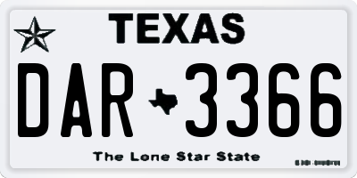 TX license plate DAR3366