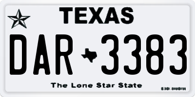 TX license plate DAR3383