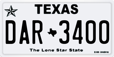 TX license plate DAR3400