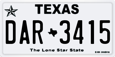 TX license plate DAR3415