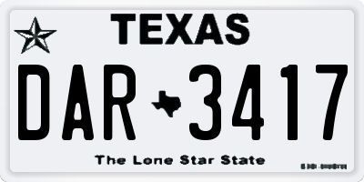 TX license plate DAR3417