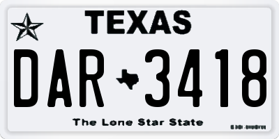 TX license plate DAR3418