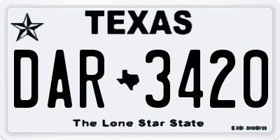 TX license plate DAR3420