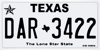 TX license plate DAR3422