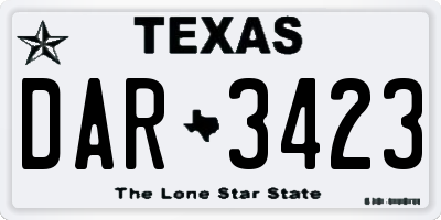 TX license plate DAR3423
