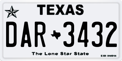 TX license plate DAR3432