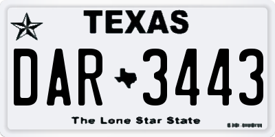 TX license plate DAR3443