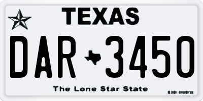 TX license plate DAR3450