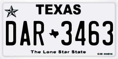 TX license plate DAR3463