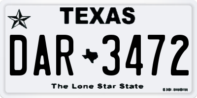 TX license plate DAR3472