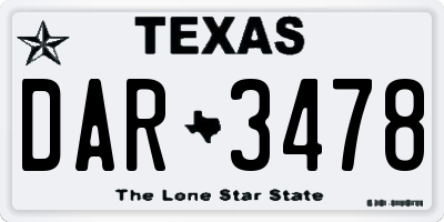 TX license plate DAR3478