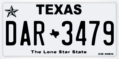 TX license plate DAR3479