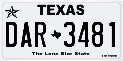 TX license plate DAR3481