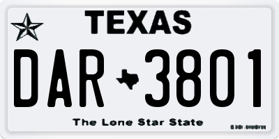 TX license plate DAR3801