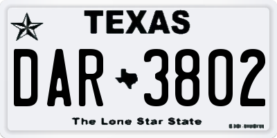 TX license plate DAR3802