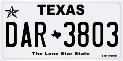 TX license plate DAR3803