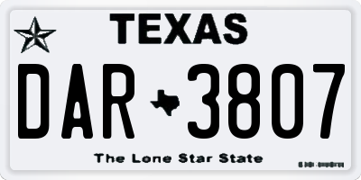 TX license plate DAR3807