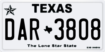 TX license plate DAR3808