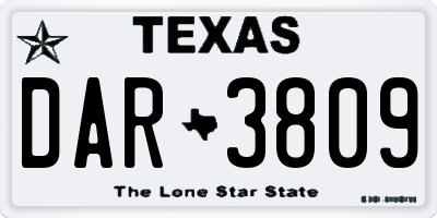 TX license plate DAR3809