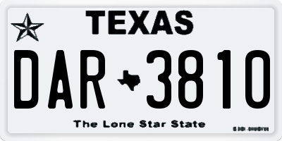TX license plate DAR3810