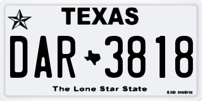 TX license plate DAR3818