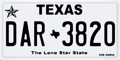 TX license plate DAR3820