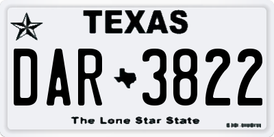 TX license plate DAR3822