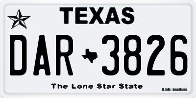TX license plate DAR3826