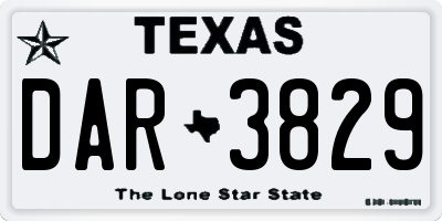 TX license plate DAR3829