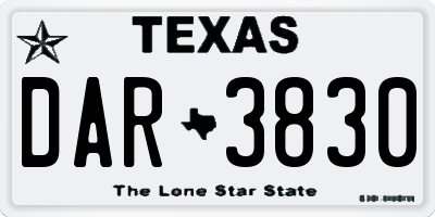 TX license plate DAR3830
