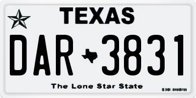 TX license plate DAR3831