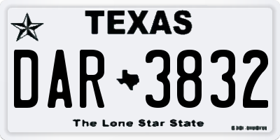 TX license plate DAR3832