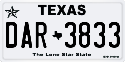 TX license plate DAR3833