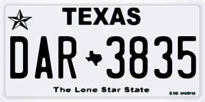 TX license plate DAR3835