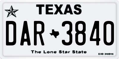 TX license plate DAR3840
