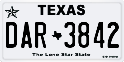 TX license plate DAR3842